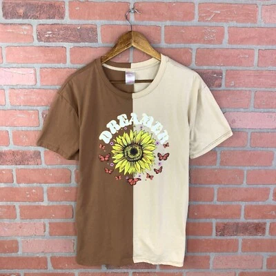 Camiseta No Boundaries Dreamer Girasol Mariposa Dos Tonos Gráfico Dividido XL Foto 1 de 4