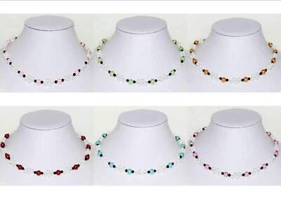 Kristallglas & Kunst-Perlen Hals-Kette 35,40,45,50,55,60cm P.Ø 6 & 8mm Neu 1 St. - Bild 1 von 2