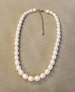 Genuine PEARL Necklace 925 Sterling Silver 10mm 21" PEARLS FREE $HIPPING!! - Picture 1 of 12