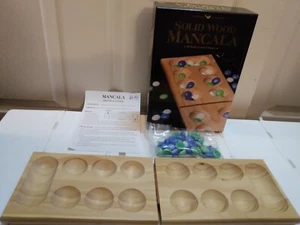 Solid Wood Mancala Board Game Spin Master 2020 Complete With All 48 Stones EUC - Picture 1 of 9