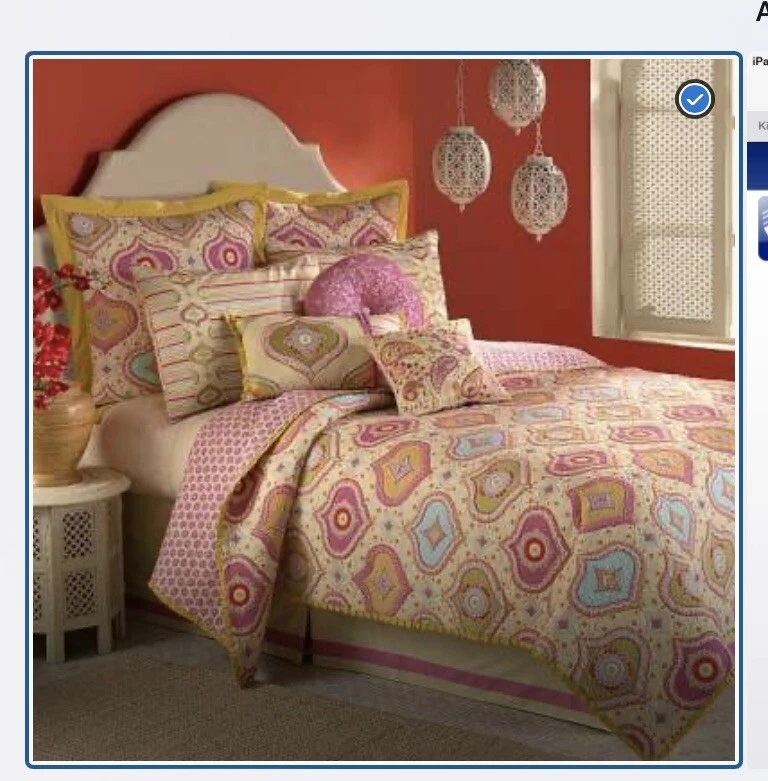 Edredón doble Dena Home y 2 fundas rosa, aguamarina, amarillo y verde Casablanca marroquí Foto 1 de 4