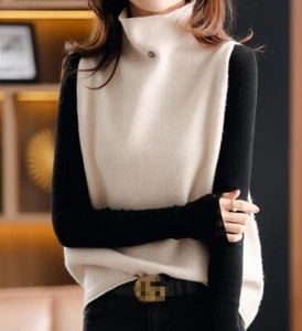 Popular Spring Autumn Womens Turtleneck Sweater Sleeveless Pullover Vest Tops - Picture 1 of 22