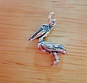 Sterling Silver 3D 18x16x9mm Pelican Bird Gulf Coast Ocean Charm! - Picture 1 of 5