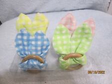 Napkin Rings Easter Spring Plaid Bunny Ears Set Of 4 3.5" X 5" New