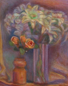 Pintura al óleo Elka Naydenova (1932 - 2016) bodegón con flores firmada - Imagen 1 de 9