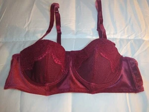 NEW Adore Me Bra Longline Velvet/Corduroy Lace Underwire 38B Burgundy Red Sexy - Picture 1 of 18