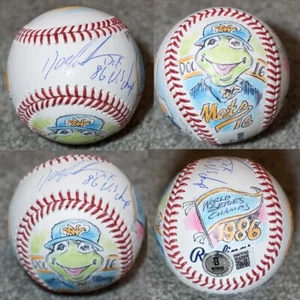 DWIGHT GOODEN 86 Mets Signed GUY GILCHRIST Muppets Baseball + BECKETT COA W162 - Picture 1 of 8