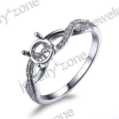 5.5mm Round Semi Mount Natural Diamonds Jewelry Fine Ring Solid 10k White Gold - Image 1 of 4