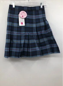 School Apparel Inc. Blue Plaid Pleated School Tartan Skirt - Size 8 - Picture 1 of 8