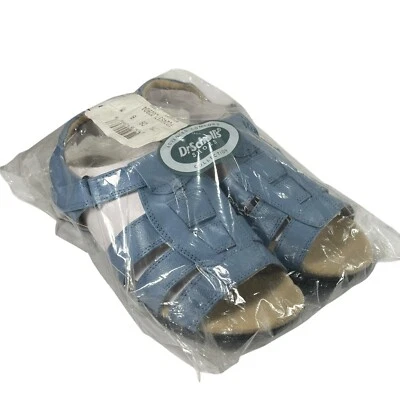 Sandalias para mujer 8 M Dr Scholls dedos abiertos pescadores planas tiras cuero azul Foto 1 de 4