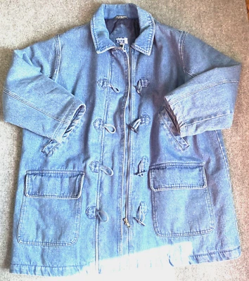 Abrigo Chaqueta Venezia Jeans 18 20 Azul Botón Cremallera Vintage Acolchado Granero Tareas Denim Foto 1 de 4