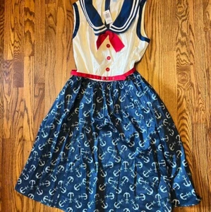 Disney Cruise Line Mickey Anchor Sailor Dress Small The Dress Shop NWT - Picture 1 of 3