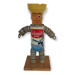 Vintage Schmidt Beer Can Bottle Cap Folk Outsider Art Ashtray Man Figurine 