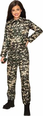 Army Jumpsuit Camo Military Soldier Unisex Fancy Dress Halloween Child Costume - Image 1 of 2