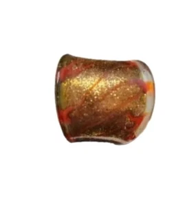 Vintage Art Blown Glass Ring Red Gold Abstract Thick Size 7¾ Handmade  - Picture 1 of 4