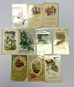 10pc Antique Vintage Postcards Lot Happy Birthday 1910-20's Cursive (#4) - Picture 1 of 24