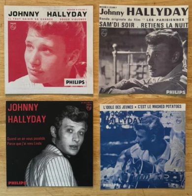 LOT OF 8 FRENCH INSERT SP JOHNNY HALLYDAY JUKEBOX PHILIPS - Image 1 of 3