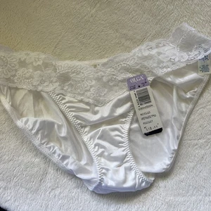 Size 7 Olga Vintage Bodylace The V-Kini White Panties Briefs Lace Nylon A17 - Picture 1 of 5
