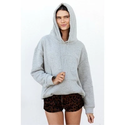 Understated Leather XS/S Lucky Icon Pullover Hoodie 100% Cotton Sweatshirt Grey - Image 1 of 4