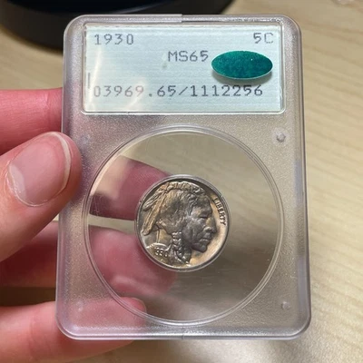 1930 5C PCGS MS65 CAC Buffalo Nickel Toned Early 111 Holder Rattler OGH - Image 1 of 4