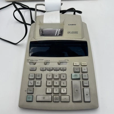 Casio DR-210HD Tax & Exchange Desktop Electric Adding Machine 10 Key Calculator - Image 1 of 2