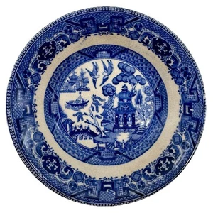Antique Buffalo Pottery 1911 Blue Willow Dish Dessert Fruit Semi Vitreous 5”W - Picture 1 of 4