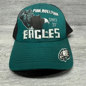 Philadelphia Eagles Trucker Hat Strap Back Mens Green Black Reebok RARE - Picture 1 of 5