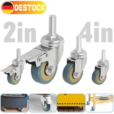 SET- 4Stück Lenkrollen mit Gewindestift Möbelrollen Laufrollen Transportrollen, - Bild 1 von 4