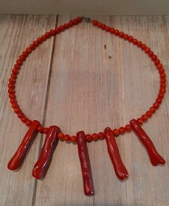Vintage Genuine Red Branch Coral Necklace - Picture 1 of 6