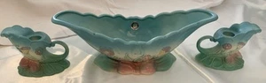 Hull Bow Knot Console Bowl & Candle Holders Blue With Original Sticker - Picture 1 of 11
