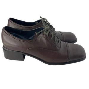 Crazy Horse Liz Claiborne braune Damen-Oxford-Schuhe aus Leder Größe 8,5 Blockabsatz - Bild 1 von 7