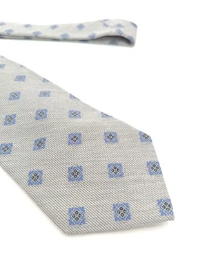 🇺🇲 Corbata de Seda David Donahue Hecha en EE. UU. 59x3,25 Gris Geométrica Foto 1 de 4