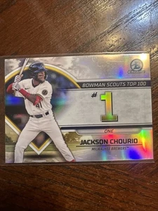 2023 Bowman Chrome Jackson Chourio #BTP-1 Brewers Bowman Scouts Top 100 MLB - Picture 1 of 2