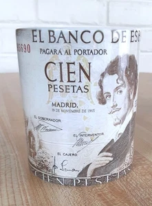 El Banco De Espana Spain Cien Pesetas Note/Coffee Mug Becquer - Picture 1 of 5