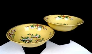 Wedgwood Porcelain Cuckoo Yellow Antique 2 Piece 6.25" Coupe Cereal Bowls 1898 - Picture 1 of 10