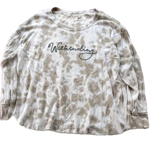 Terra & Sky Brown White Long Sleeve Shirt Womens 24W- 26W 3X - Picture 1 of 5