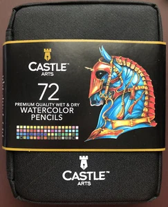 Castle Arts 72 Premium Wet & Dry Aquarellstifte Reißverschluss Set Erwachsene Kinder NEU - Bild 1 von 4