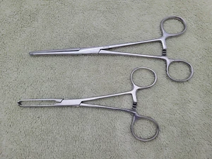 Vintage 6" Gewebepinzette & chirurgische 7,5" Thermostatklemme Set - Bild 1 von 9