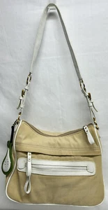 Stone Mountain Yellow Fabric Leather Trim Zip Close Pockets Shoulder Bag Purse  - Picture 1 of 10