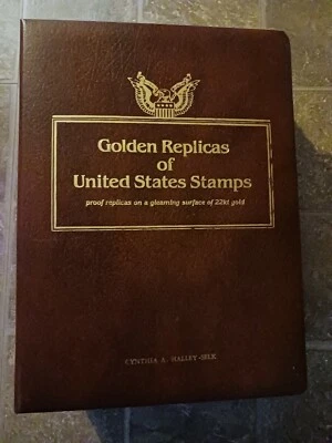 Réplicas doradas de estampillas de Estados Unidos libros chapados en oro 22k con 74 estampillas E Foto 1 de 4