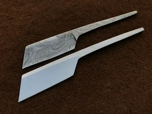 Lot of 2 Custom Handmade Damascus Steel Kamisori Blank Blades, Razor Blank 003 - Picture 1 of 4