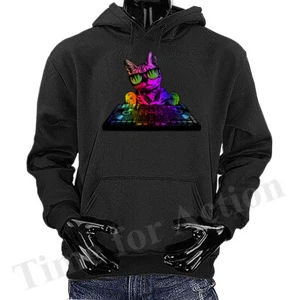 Sudadera con capucha Technicolor DJ Gato Música Animales Amante de las Mascotas Pulóver Gráfico - Imagen 1 de 9