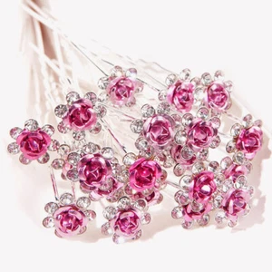 10pcs Beautiful Roses Pink Bridal Hair Pins Clips Accessories Wedding Party - Picture 1 of 1