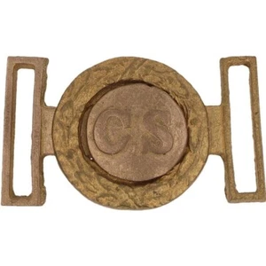 Boucle de ceinture vintage laiton Cs Csa guerre civile reprod États confédérés 2 pièces - Photo 1 sur 5