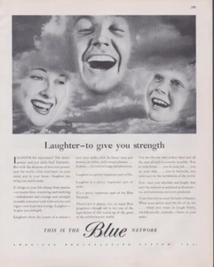 1944 Print Ad American Broadcasting System Laughter to give you strength Blue - Picture 1 of 1