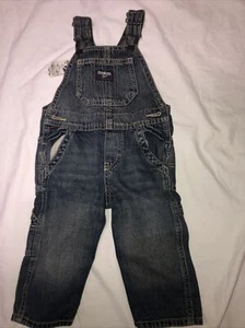 Osh Kosh B’gosh Infant Denim Vestbak Overalls Size 12 Months Snap Button - Picture 1 of 7