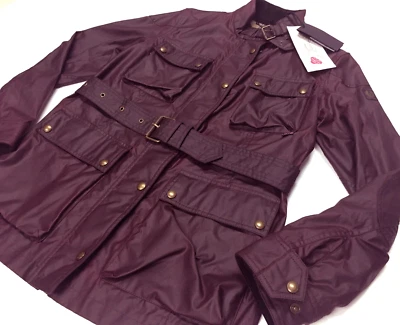 Belstaff Trailmaster Cera Campo Cinturón Motociclista Chaqueta Borgoña Vino Mujeres 10 Foto 1 de 4