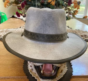 Neu Stetson grau Herren formbar Outback Hut Baumwolle Sonne Safari Wandern Fisch Jagd Golf - Bild 1 von 4