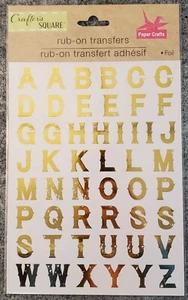 Rub On Transfers Gold Foil Alphabet Upper Case ABCs Letters 8"x6" Crafter Square - Picture 1 of 5