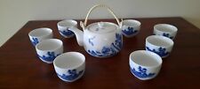 Vintage Japanese Porcelain Blue White Tea Set-new